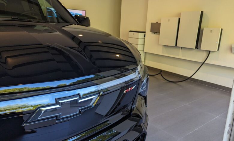 At a Beverly Hills mansion, where an electric truck is your only source of power At a Beverly Hills mansion, where an electric truck is your only source of power