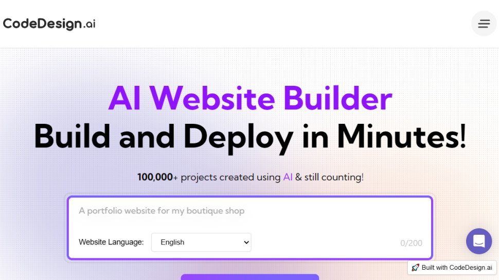 Website screenshot for CodeDesign.ai