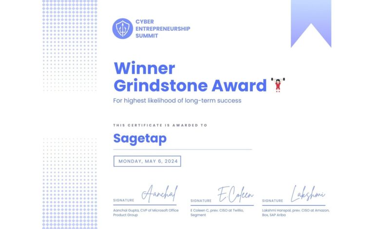 Sagetap Wins at Inaugural Cyber Entrepreneurship Summit Sagetap Wins at Inaugural Cyber Entrepreneurship Summit