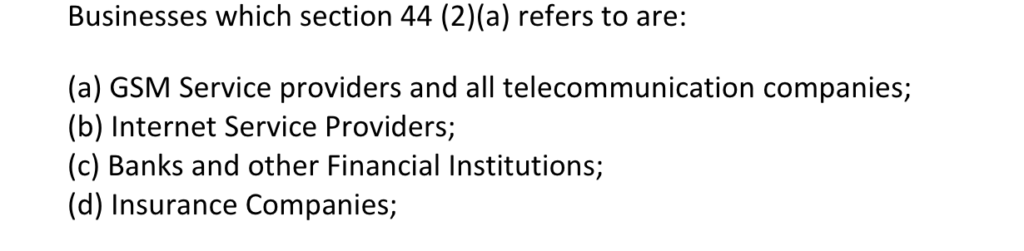 Businesses that will pay the Cybersecurity levy