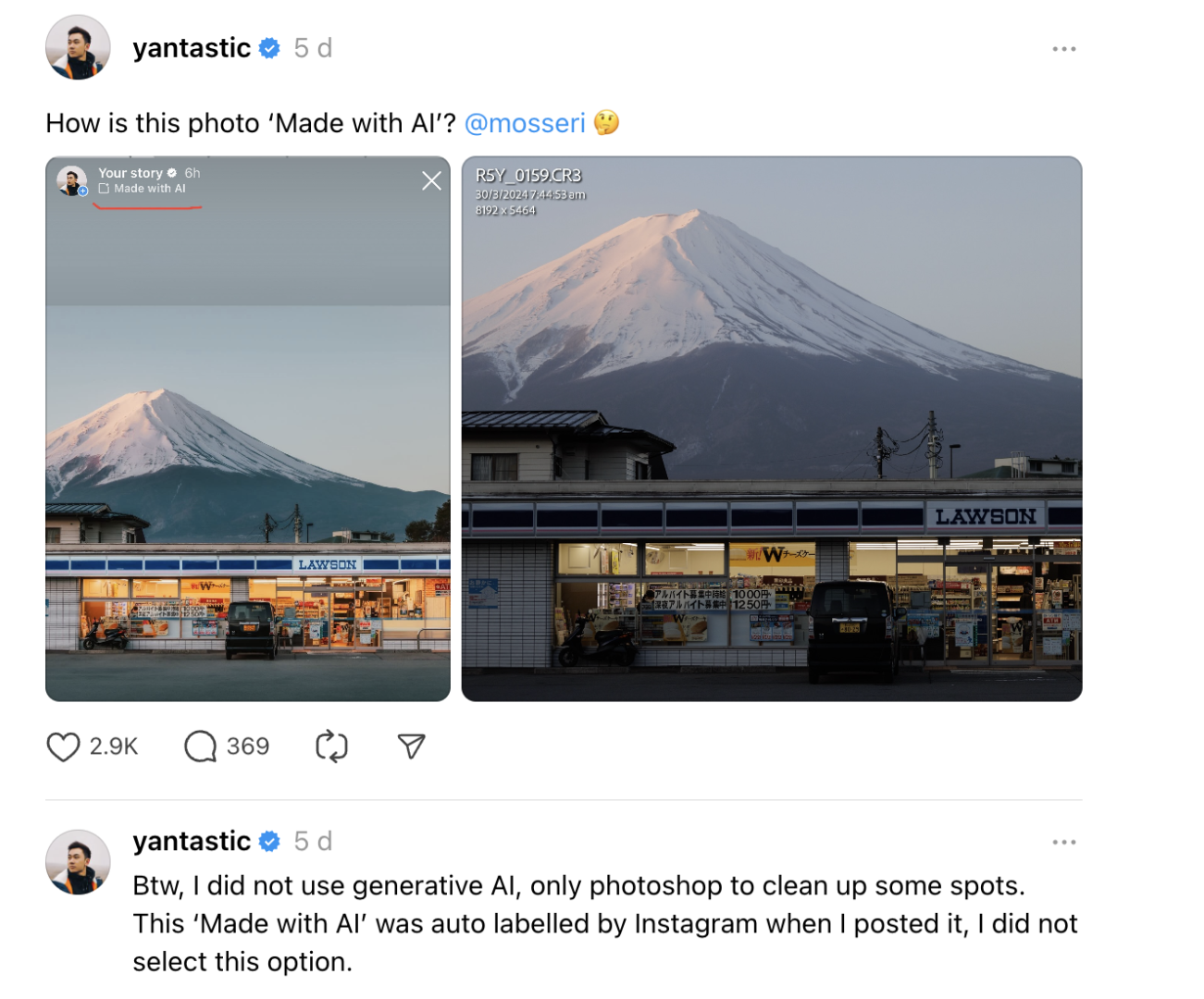 Instagram will label your photo as AI if you use Generative Fill