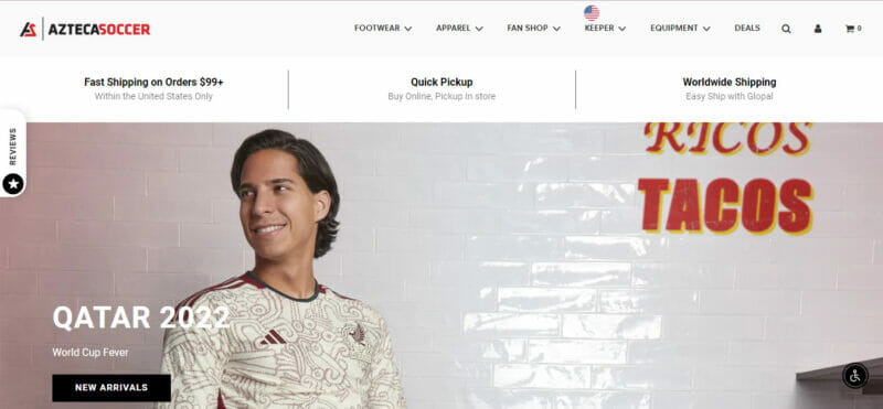 Azteca Soccer Store - Best website design example