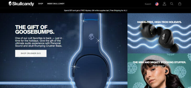 Skullcandy - best website desing for ecommerce