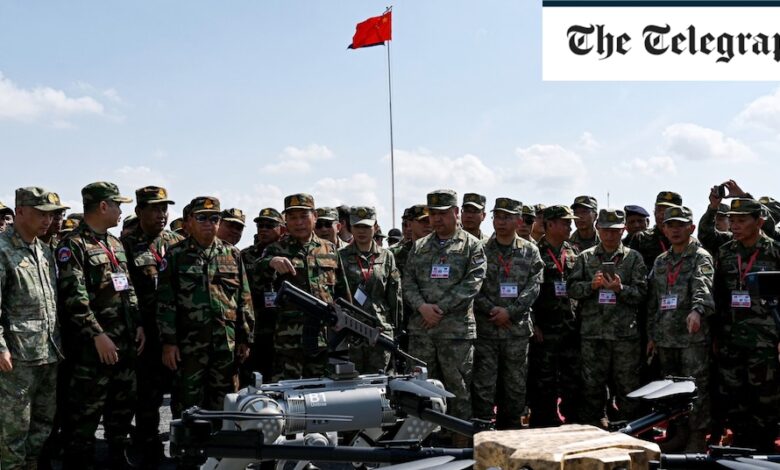 Chinese military showcase machine gun-mounted robot dogs Chinese military showcase machine gun-mounted robot dogs
