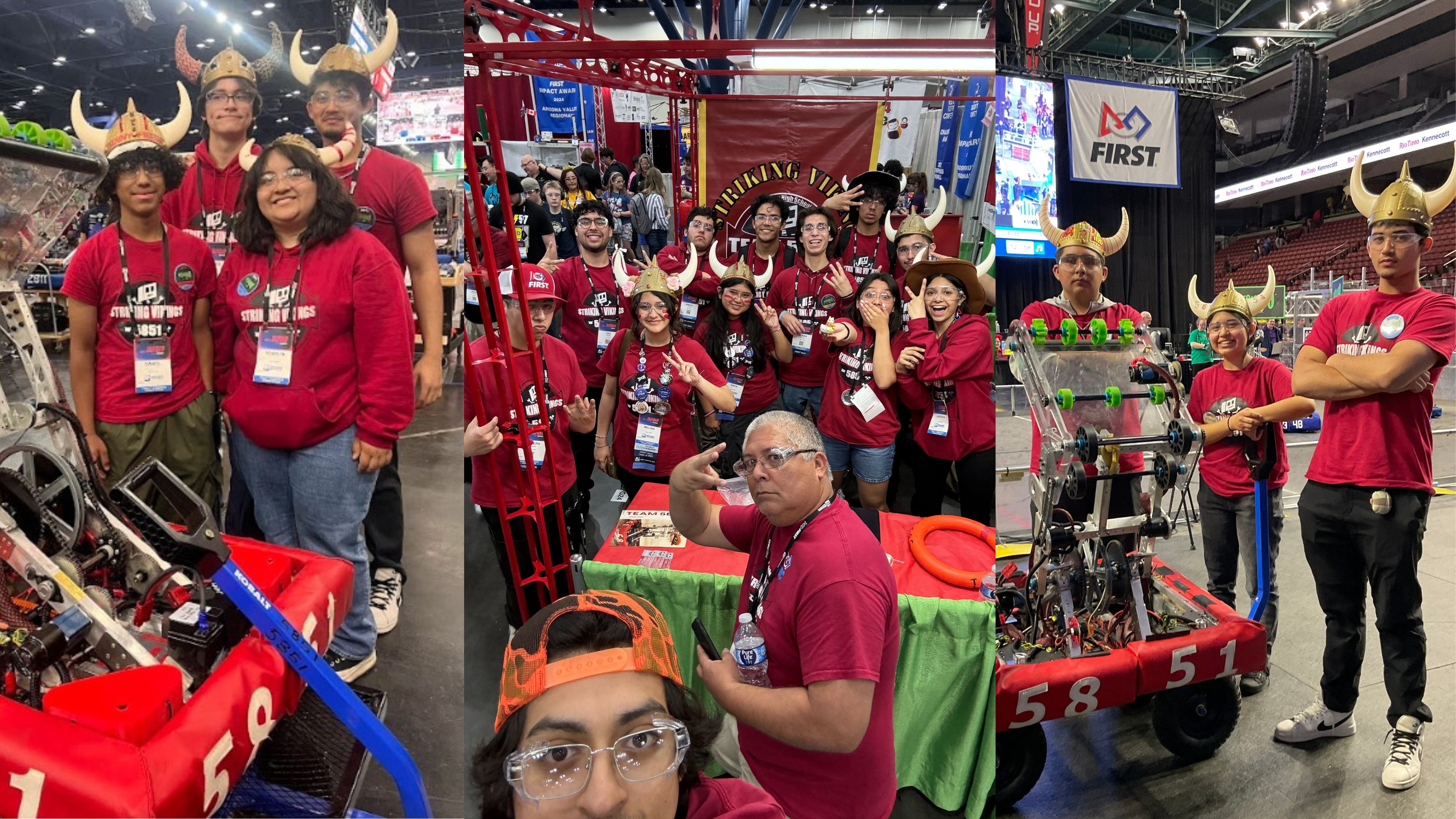 Downey High's Striking Vikings pose with their Winners banner at the 2024 FIRST Robotics Utah Regional robotics competition.