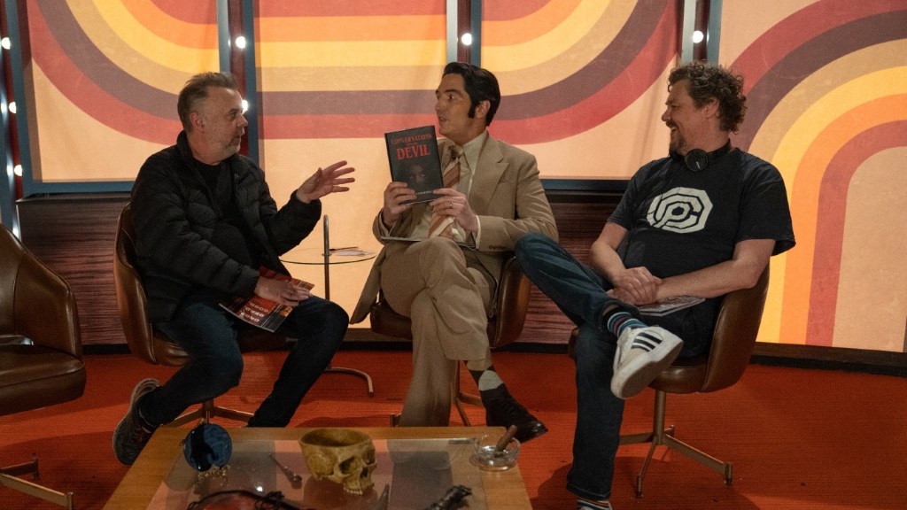 'Late Night With the Devil' directors Colin and Cameron Cairnes with star David Dastmalchian.
