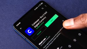 A close-up of the Coinbase (COIN) app install option.