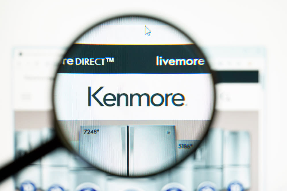 Kenmore logo through a magnifying glass.