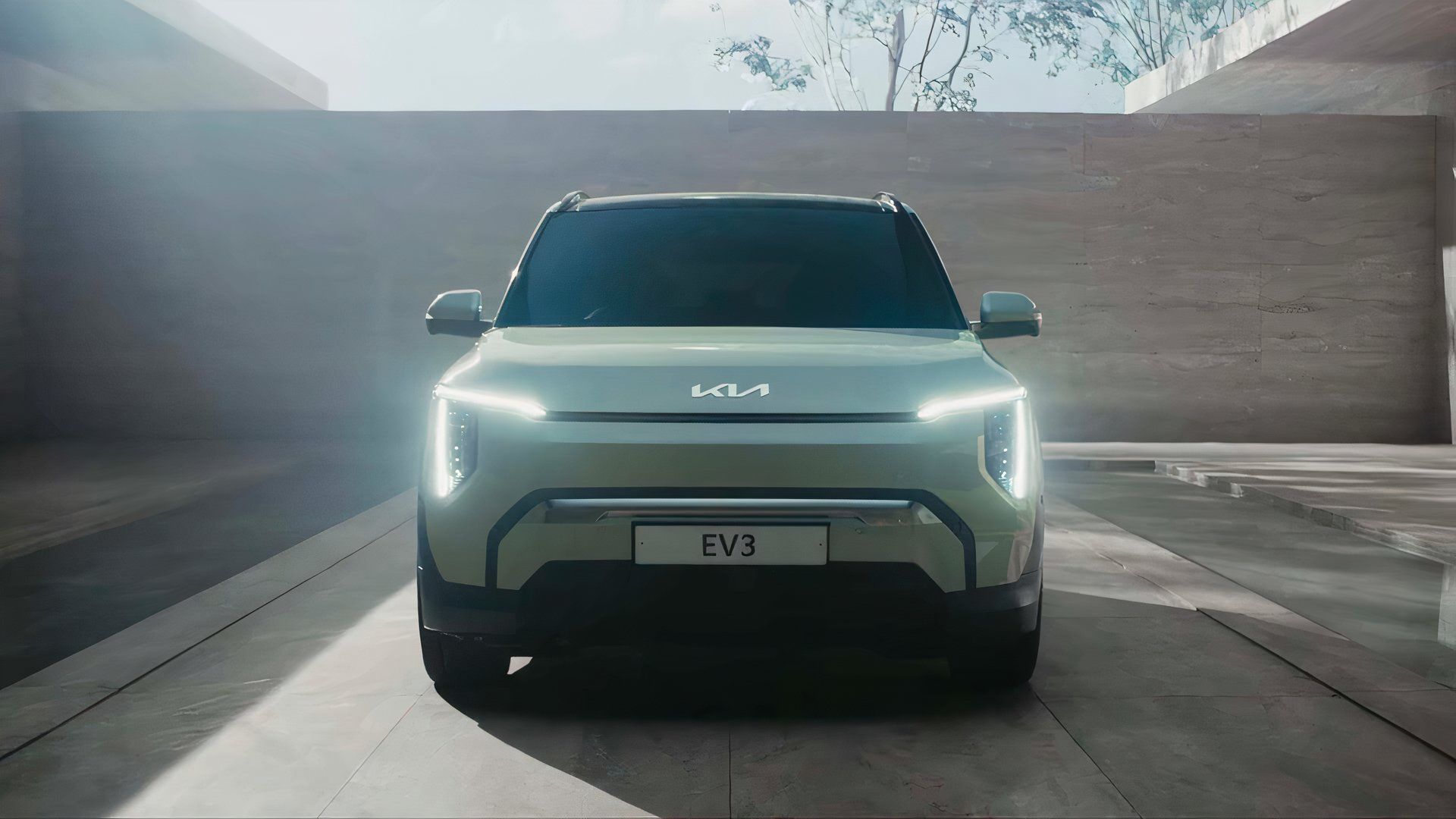 Front end view of a 2025 Kia EV3