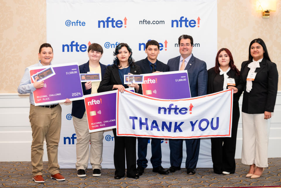 Dr. J.D. LaRock, CEO of global nonprofit Network for Teaching Entrepreneurship, poses with youth whose business ideas won top recognition at the 2024 NFTE South Regional Youth Entrepreneurship Challenge. The students will present at the national finals in New York on Oct. 10.