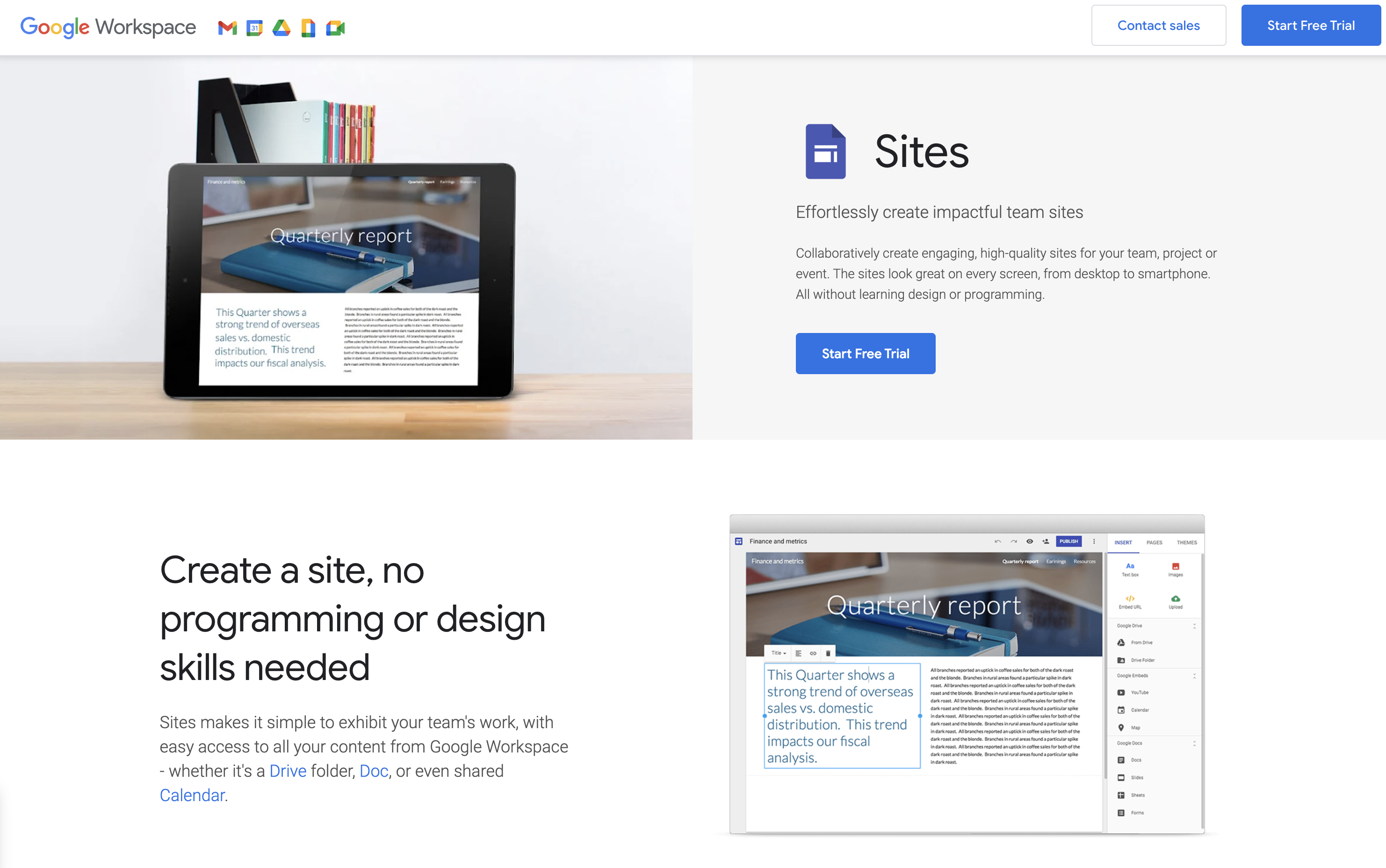 google sites website homepage