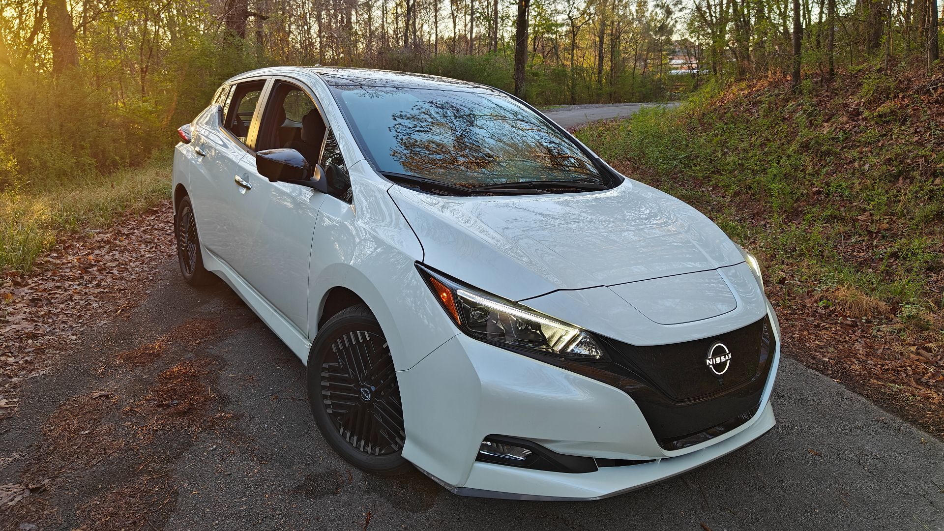 White 2024 Nissan Leaf on Road