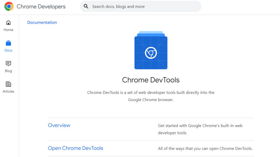 Chrome DevTools website screenshot