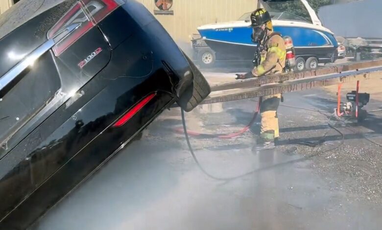 Tesla busts the myth of common electric car fires Tesla busts the myth of common electric car fires
