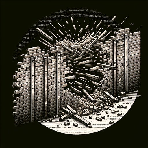 A broken firewall. Used to illustrate a comment piece about AI security.