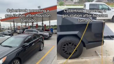 Tesla Cybertruck seemingly helps power gas station after Houston tornado