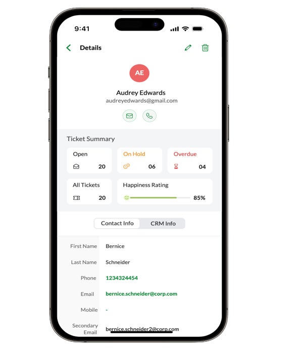 Zoho Desk mobile app feature.