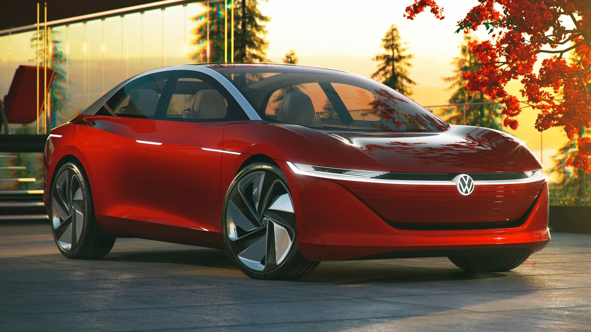 Red Volkswagen ID.Vizzion Concept