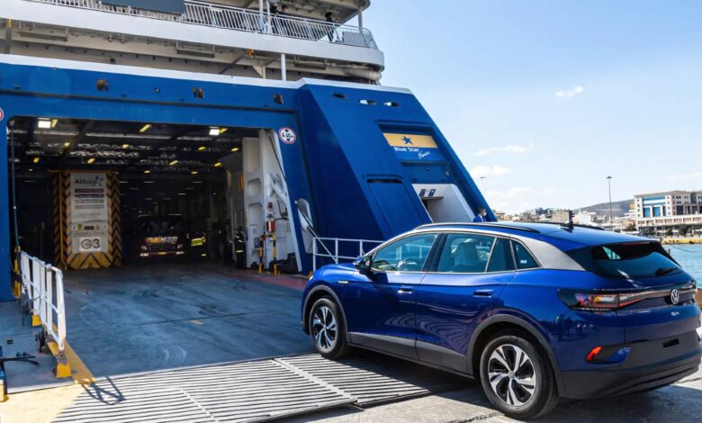 Greek ferries no longer transport fully charged electric cars Greek ferries no longer transport fully charged electric cars
