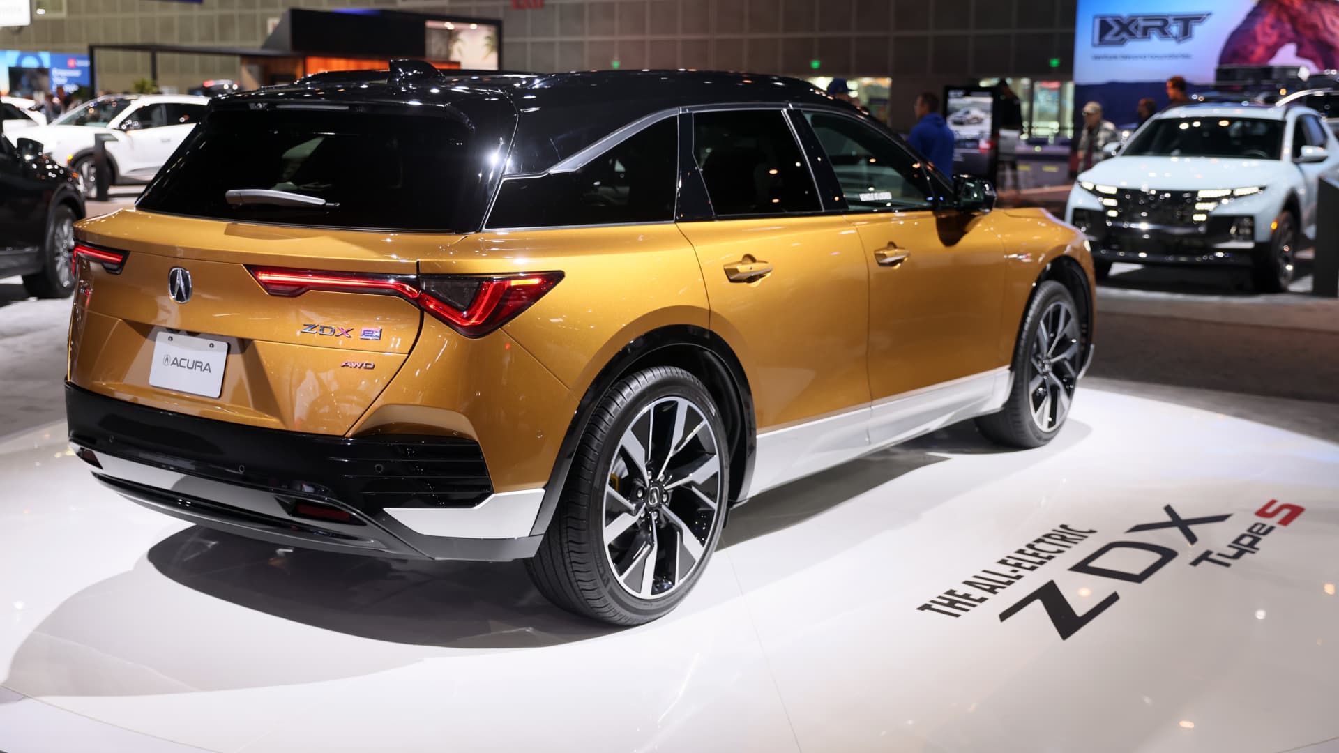 The All-Electric Acura ZDX is displayed during the 2023 Los Angeles Auto Show at the Los Angeles Convention Center on November 24, 2023 in Los Angeles, California. 