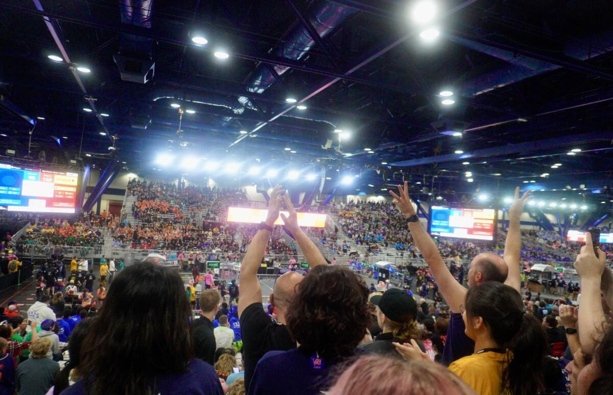 The Narwhals celebrating their high-score win during Elimination matches.