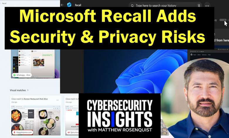 Microsoft Recall Cybersecurity & Privacy Risks You Need to Know About! – Matthew.Rosenquist Microsoft Recall Cybersecurity & Privacy Risks You Need to Know About! – Matthew.Rosenquist
