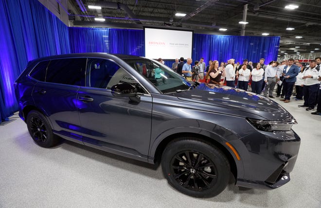 June 5, 2024; Marysville, Ohio, USA; 
Honda announced the launch of production of the CR-V fuel cell electric vehicle Wednesday at the Performance Manufacturing Center.