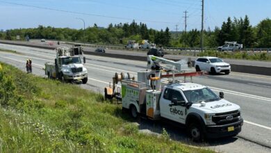 Internet service disrupted, Highway 103 closed in Halifax region after vehicle hits lines