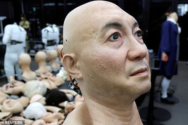 Pictured is the lifelike head of a humanoid robot. Ex-Robots reportedly uses 3D scanning, digital design and 3D printing to create the synthetic skin featured on its droids