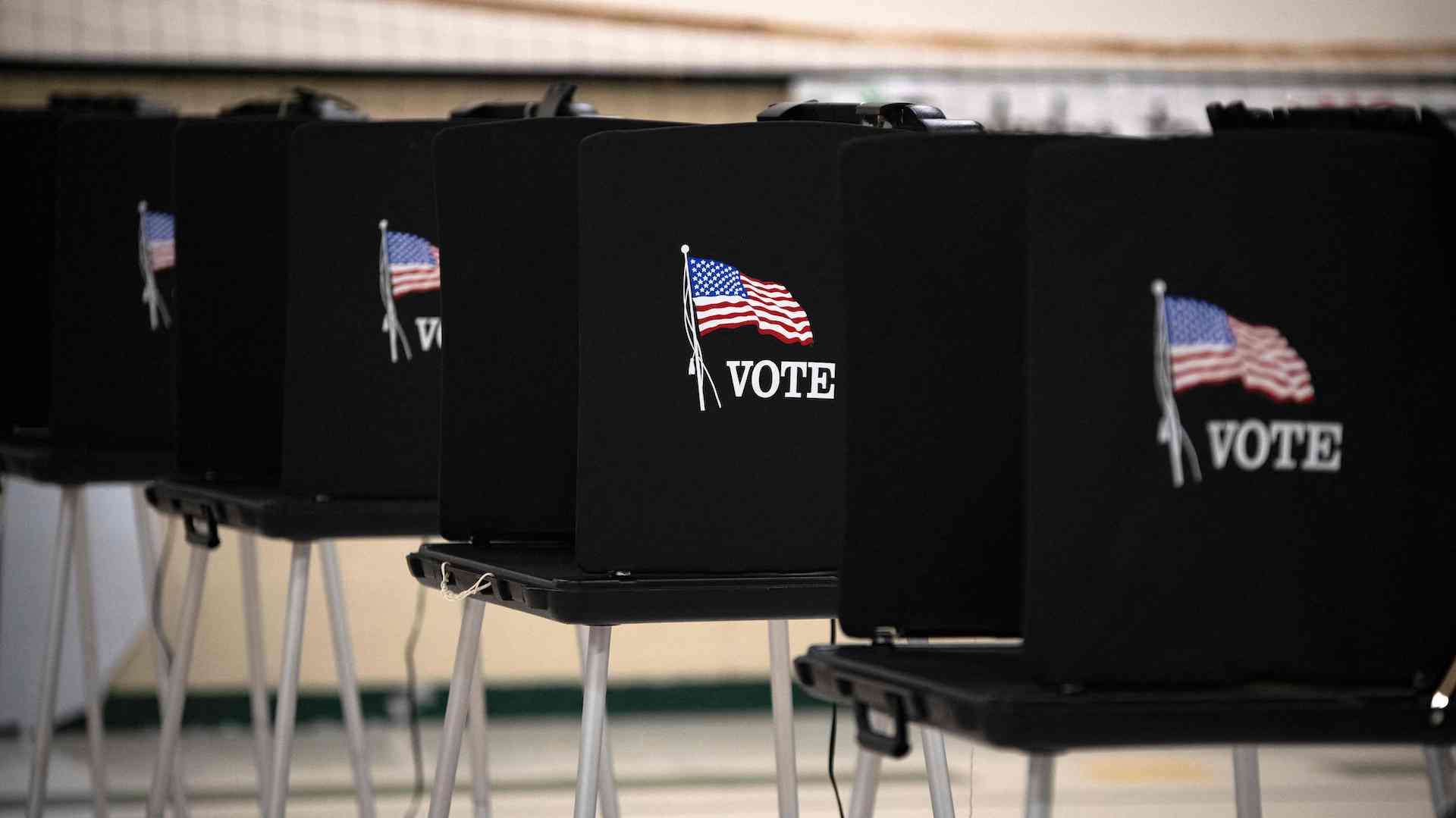 A row of voting booths