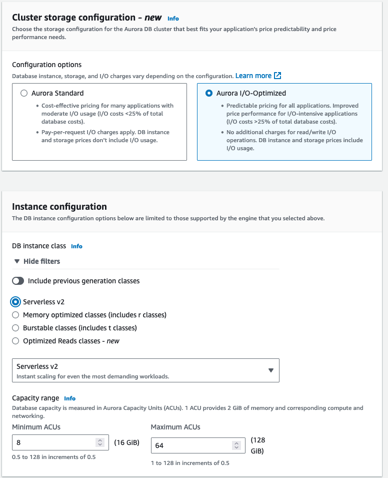 Database Storage and Instance Configuration