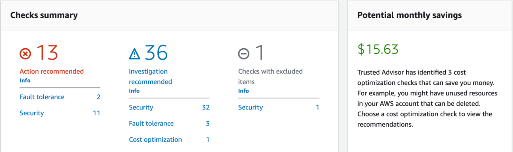 Figure 5. AWS Trusted Advisor dashboard