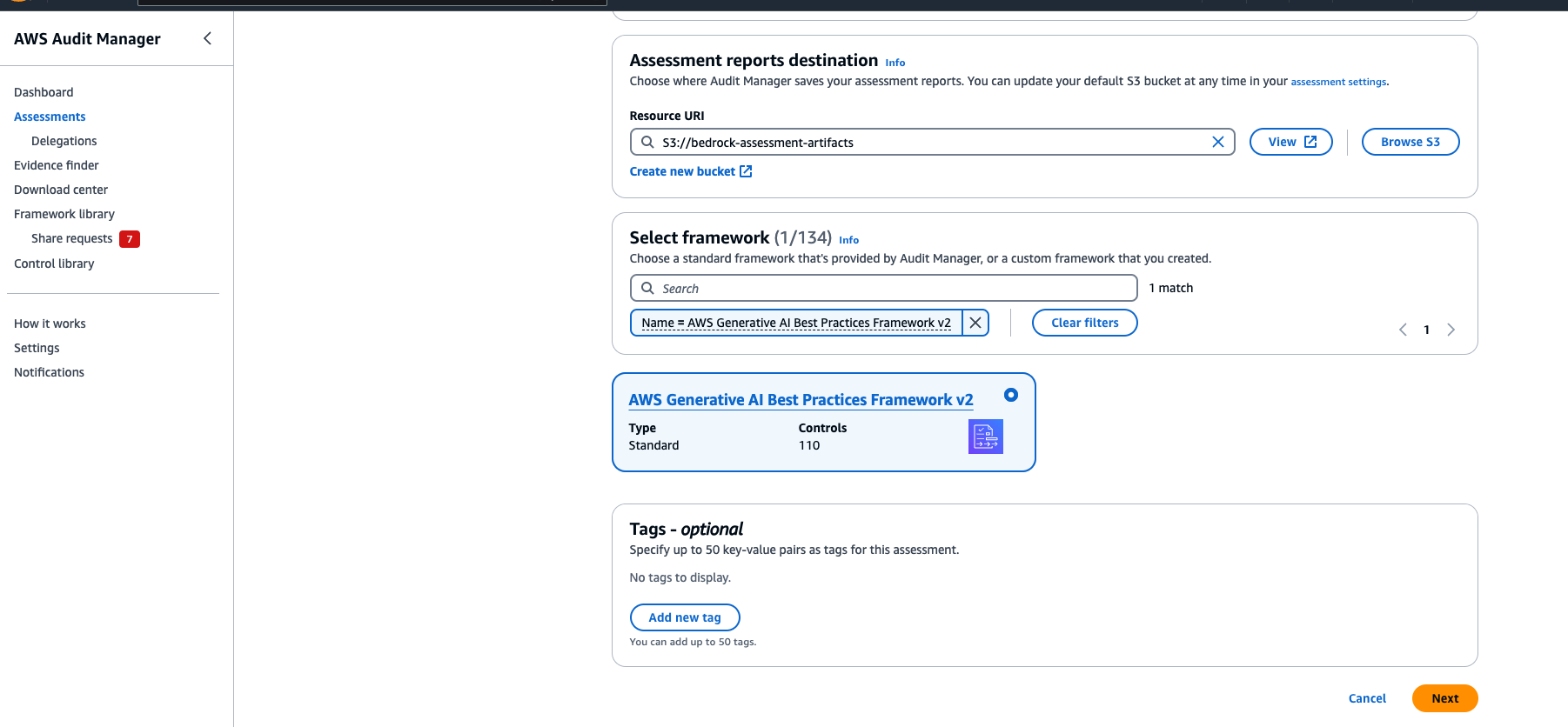 A widget containing the framework's title and summary with a radio button that has been checked.