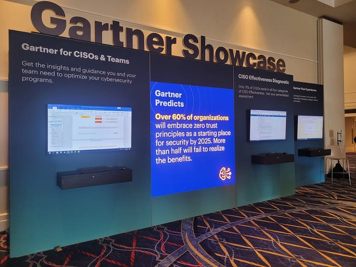 screen in hallway of Gartner conference