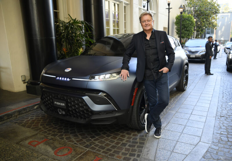 Henrik Fisker, standing in front of the Fisker Ocean