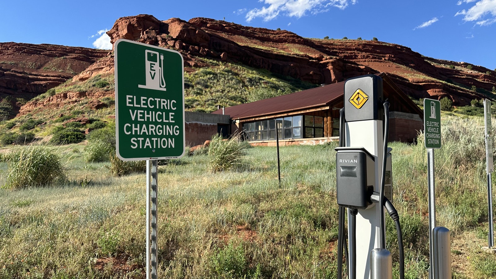 This solar-powered EV charging station on the 5,000-acre Red Canyon Ranch in the middle of nowhere near Lander, Wyoming, was put there as part of a test to see how EVs perform in the brutal Wyoming weather and rugged terrain.