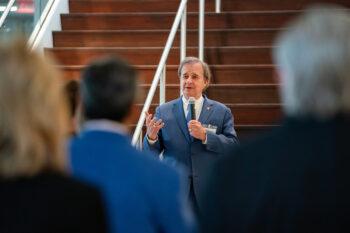 Texas A&M University System Chancellor John Sharp addressing attendees