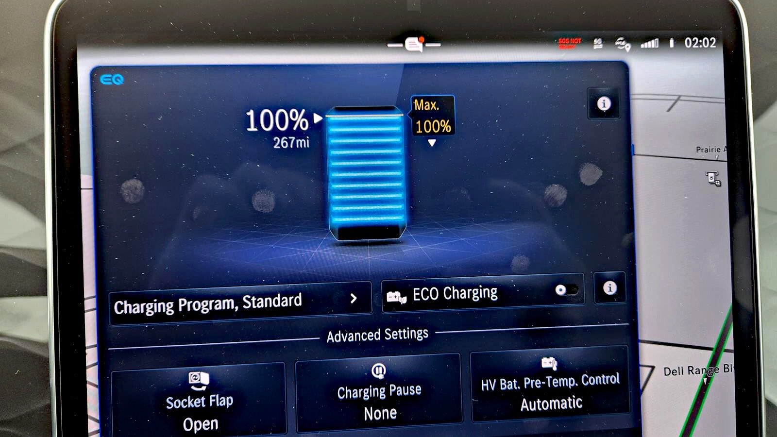 Mercedes Benz EQE charging information screen 1