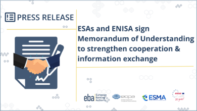 ESAs and ENISA sign a Memorandum of Understanding to strengthen cooperation and information exchange — ENISA