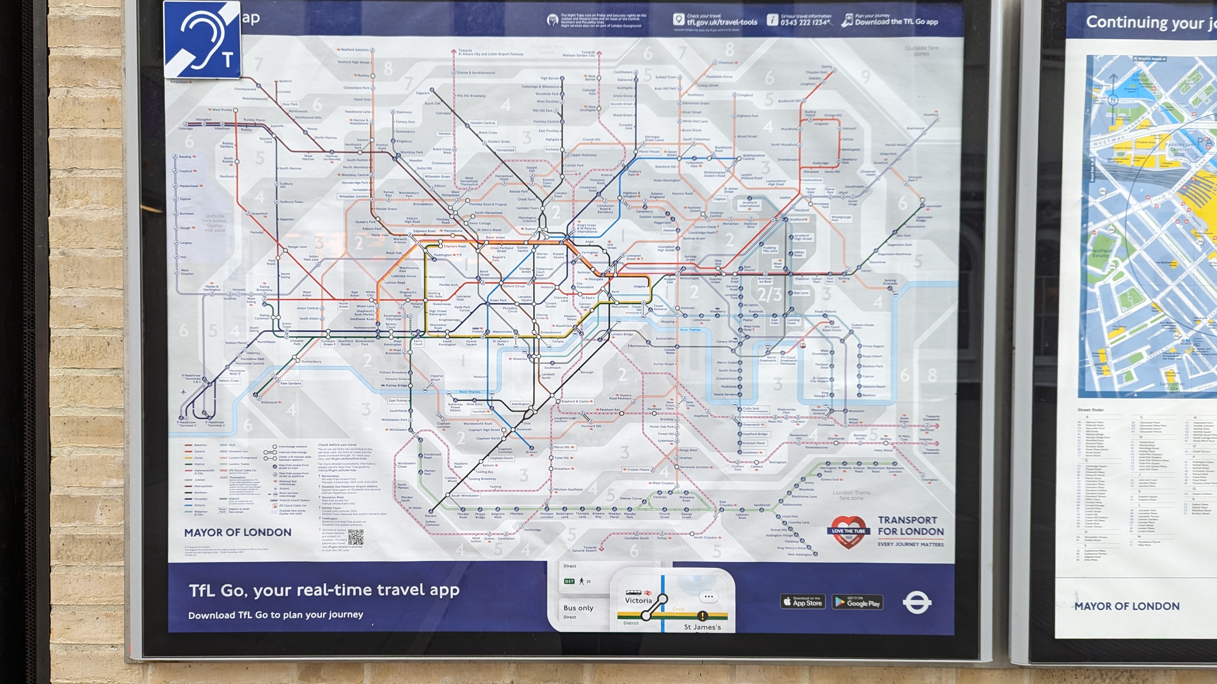 The complex London Underground map on a wall