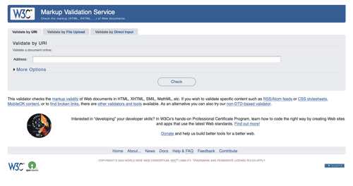 Home page of W3C Markup Validation Service