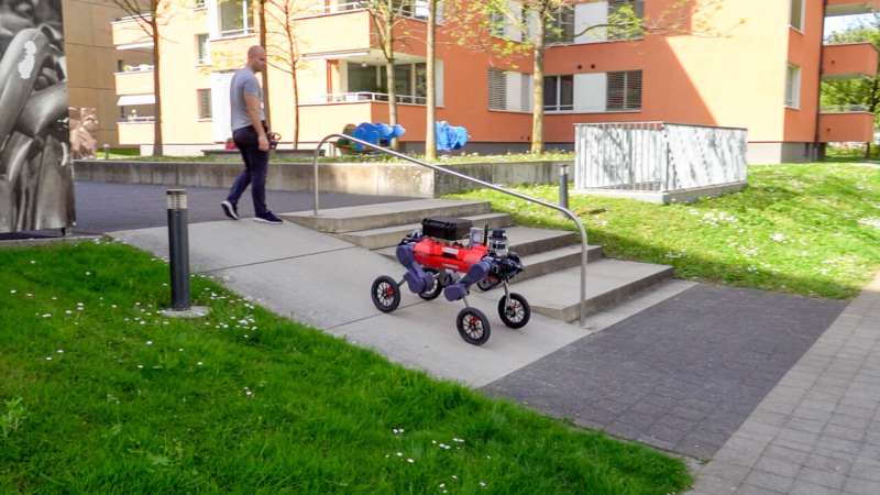 An autonomously navigating wheeled-legged robot