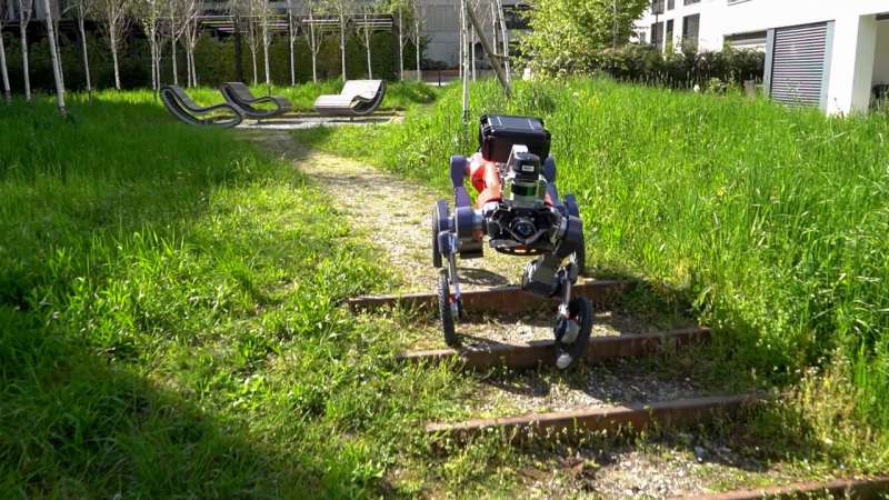 An autonomously navigating wheeled-legged robot