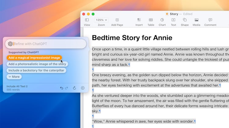 Writing Tools being used in macOS Sequoia.