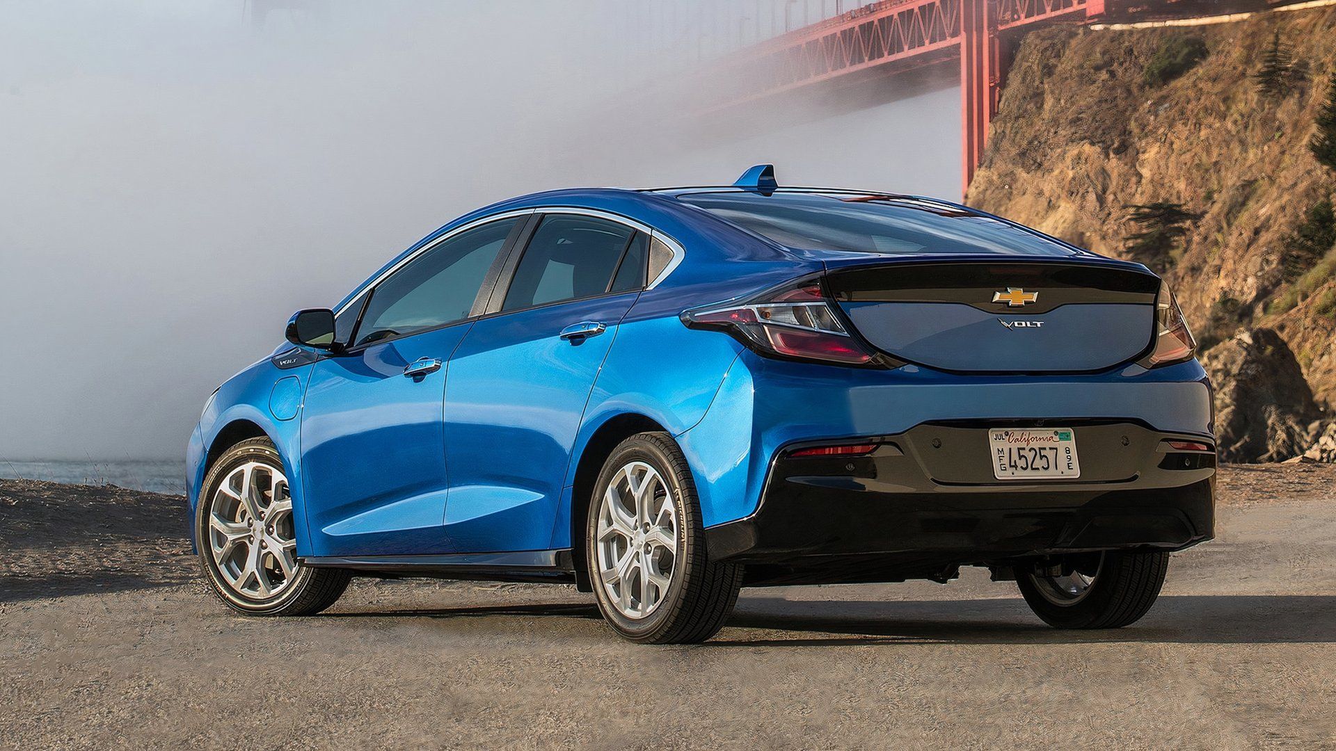 Rear 3/4 view of a 2016 Chevrolet Volt