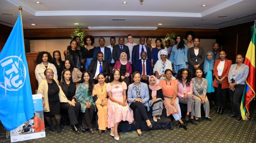 Young Ethiopian beneficiaries of the joint International Telecommunication Union (ITU)/Enhanced Integrated Framework (EIF) programme, “Tech as a Driver of Women’s Economic Opportunity”. Memory Studio