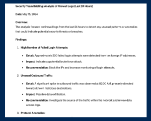 Firewall log prompt output