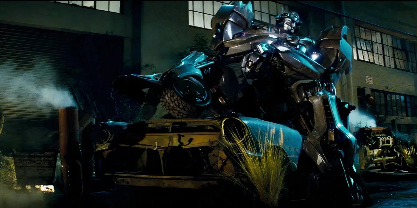 Jazz chilling on a junker car in Transformers