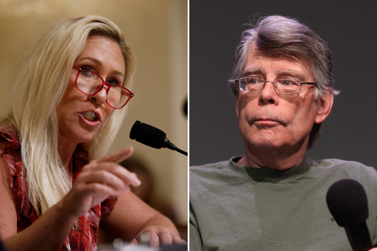 Marjorie Taylor Greene (left). Stephen King