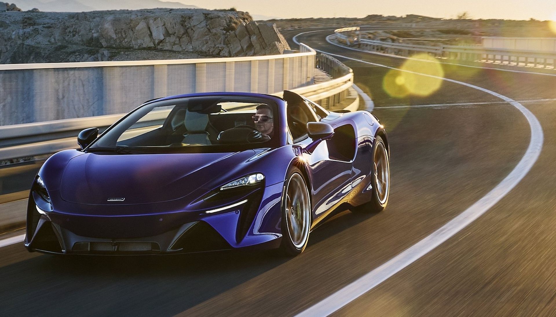 McLaren Artura Spider Front View On Road